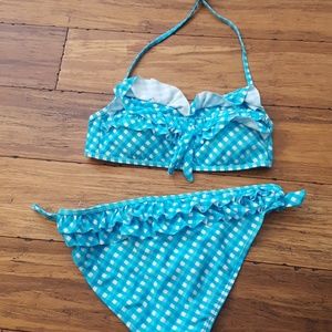 Aqua marine Blue and white two piece bikini